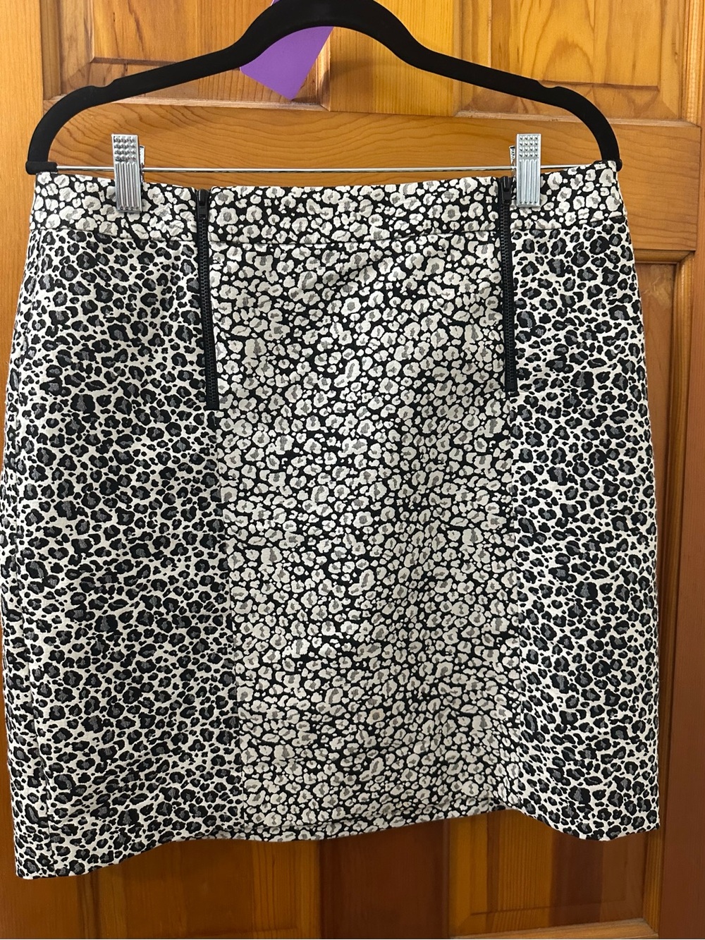 Ann Taylor Black and White Leopard-Print Mini Skirt